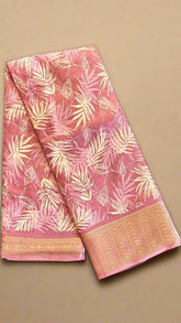 Pink Tropical Dola Silk Saree